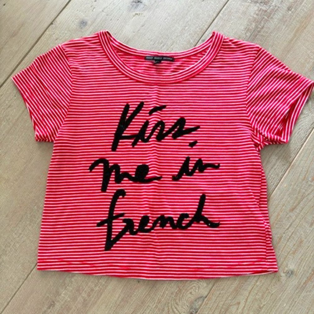 Anthropologie Truly Madly Deeply Kiss Me In French Tee Sz M